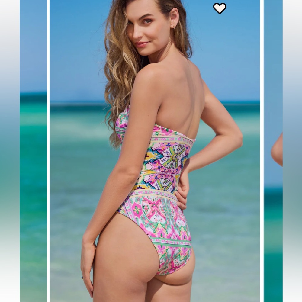 VENUS  Keyhole One-Piece  - Pink and Green Floral